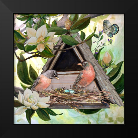 Birdhouse II Black Modern Wood Framed Art Print by Diannart
