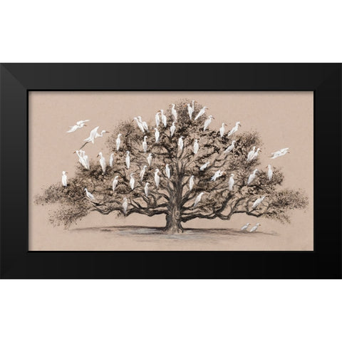 The Heron Tree Black Modern Wood Framed Art Print by Pinto, Patricia