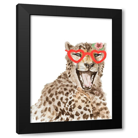 Party Cheetah Black Modern Wood Framed Art Print with Double Matting by Pinto, Patricia