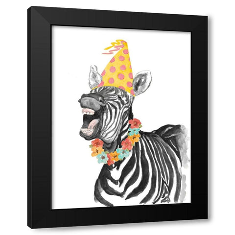 Party Zebra Black Modern Wood Framed Art Print with Double Matting by Pinto, Patricia