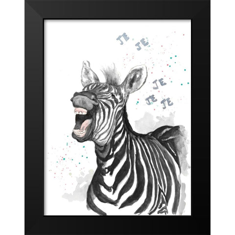 Happy Zebra Black Modern Wood Framed Art Print by Pinto, Patricia