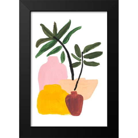 Various Pots Black Modern Wood Framed Art Print by SD Graphics Studio