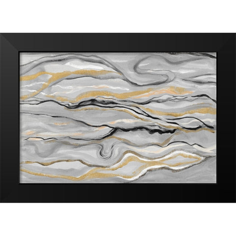 Melted Abstract Black Modern Wood Framed Art Print by Gaynor, Janice