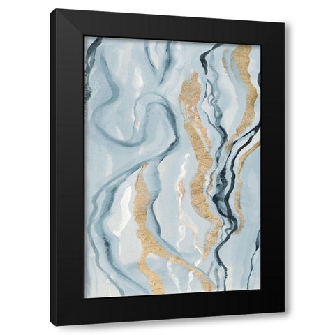 Blue Melted Abstract I Black Modern Wood Framed Art Print with Double Matting by Gaynor, Janice
