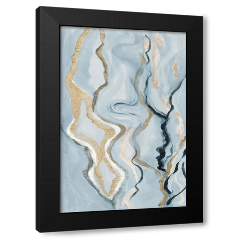 Blue Melted Abstract II Black Modern Wood Framed Art Print with Double Matting by Gaynor, Janice