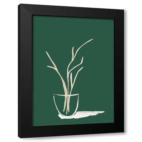 Small Branch Display On Green Black Modern Wood Framed Art Print by Price, Lucille