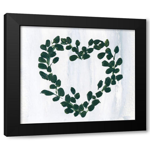 Eucalyptus Heart Wreath Black Modern Wood Framed Art Print by Price, Lucille