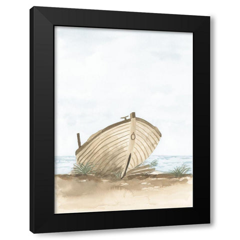Beached Wooden Row Boat I Black Modern Wood Framed Art Print with Double Matting by Price, Lucille