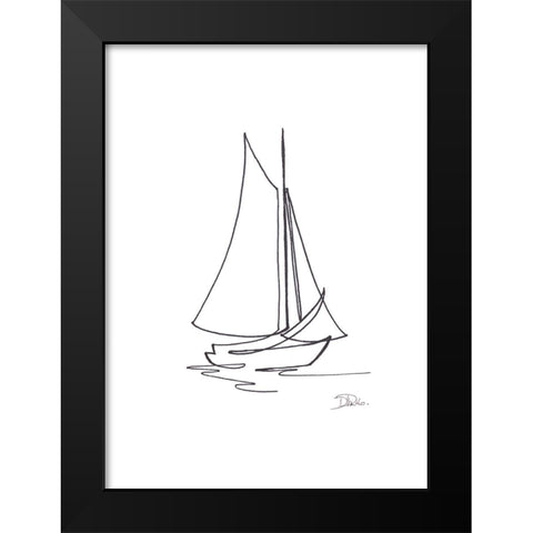 Little Sail II Black Modern Wood Framed Art Print by Pinto, Patricia