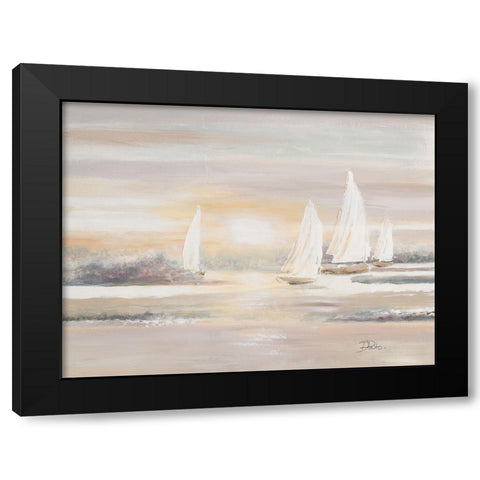 The Cove and Sailboats Black Modern Wood Framed Art Print by Pinto, Patricia