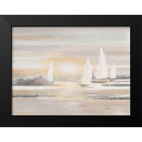 The Cove and Sailboats Black Modern Wood Framed Art Print by Pinto, Patricia