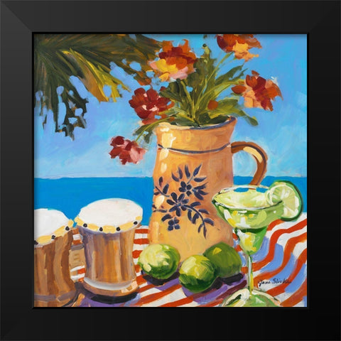 Tropical Leisure Time Black Modern Wood Framed Art Print by Slivka, Jane