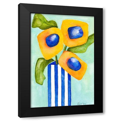 Yellow Arrangement Black Modern Wood Framed Art Print by Krinlox
