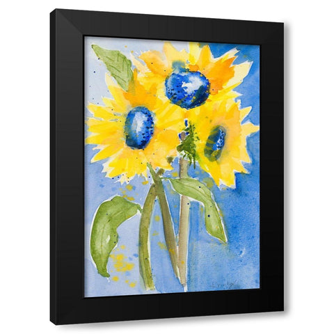 Sunflowers Black Modern Wood Framed Art Print with Double Matting by Krinlox