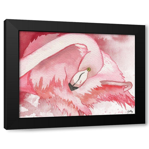 Resting Flamingo Black Modern Wood Framed Art Print by Medley, Elizabeth