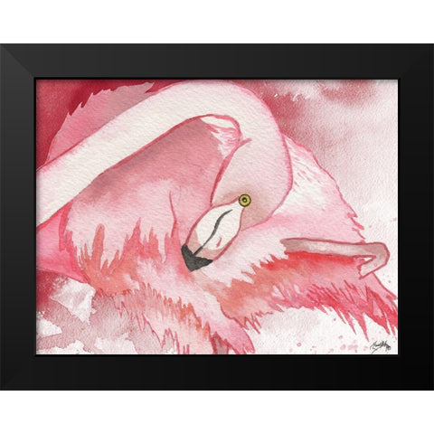 Resting Flamingo Black Modern Wood Framed Art Print by Medley, Elizabeth