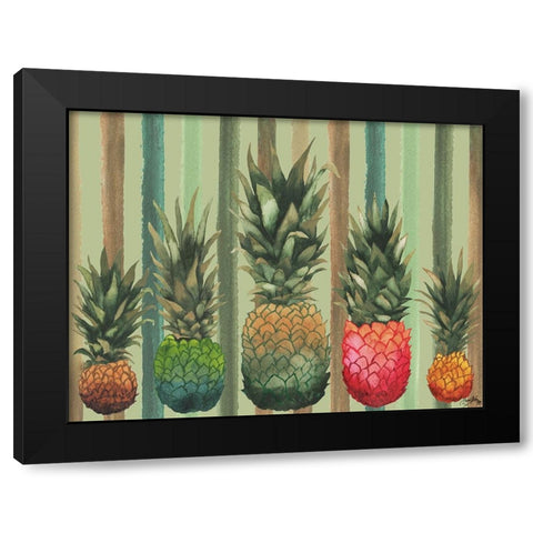 Pineapples Black Modern Wood Framed Art Print with Double Matting by Medley, Elizabeth