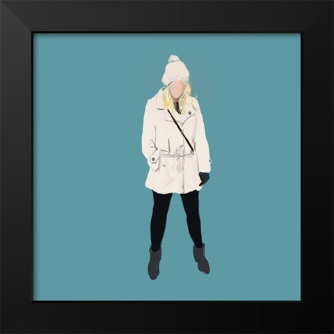 Chilling in Style On Blue Black Modern Wood Framed Art Print by Maria, Robin