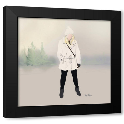 Chilling in Style Black Modern Wood Framed Art Print by Maria, Robin