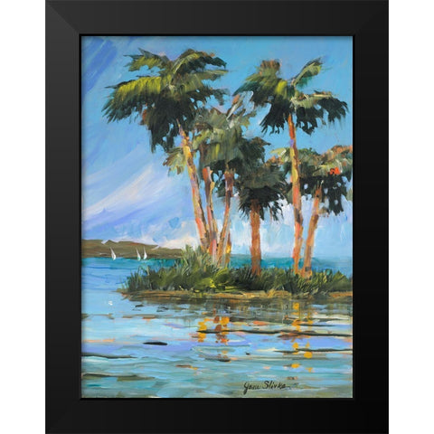Palm Island Black Modern Wood Framed Art Print by Slivka, Jane
