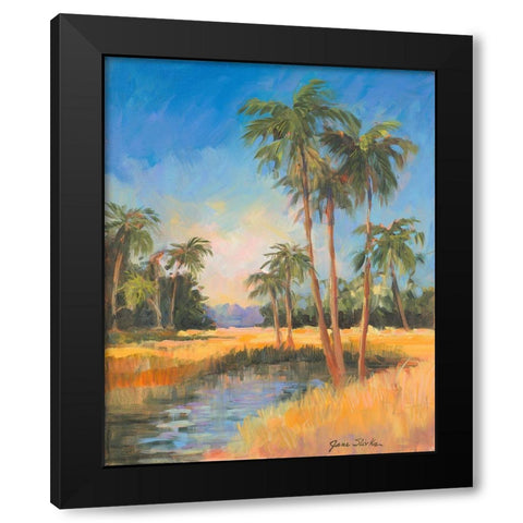 Tropical Palms Black Modern Wood Framed Art Print by Slivka, Jane