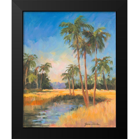 Tropical Palms Black Modern Wood Framed Art Print by Slivka, Jane