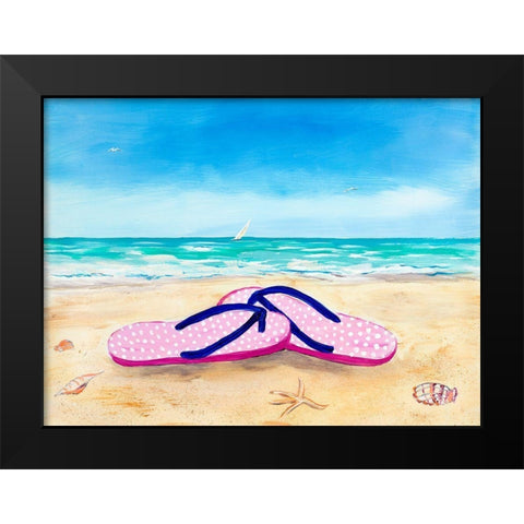 Go Barefoot Black Modern Wood Framed Art Print by DeRice, Julie