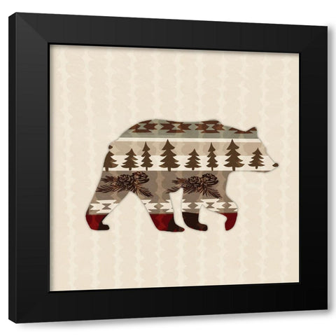 Patterned Bear Black Modern Wood Framed Art Print by Biscardi, Nicholas