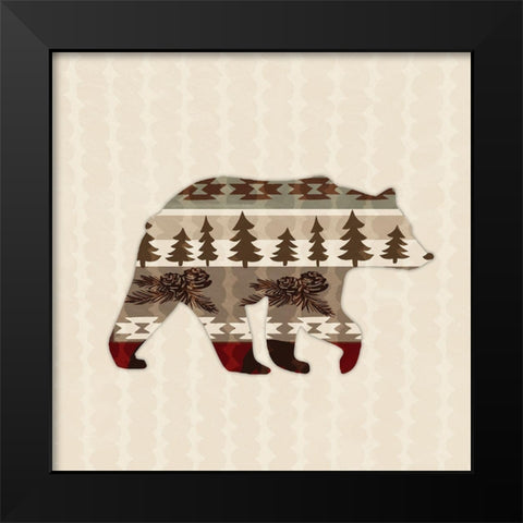Patterned Bear Black Modern Wood Framed Art Print by Biscardi, Nicholas