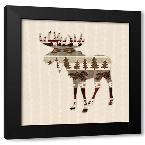 Patterned Moose Black Modern Wood Framed Art Print with Double Matting by Biscardi, Nicholas