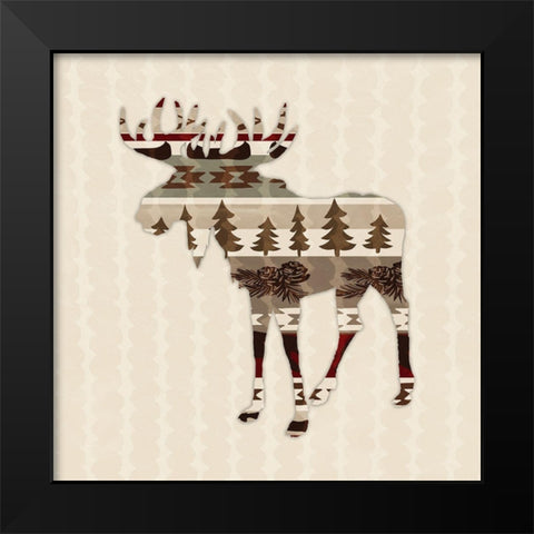 Patterned Moose Black Modern Wood Framed Art Print by Biscardi, Nicholas