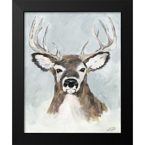 White Tailed Deer On White Black Modern Wood Framed Art Print by DeRice, Julie