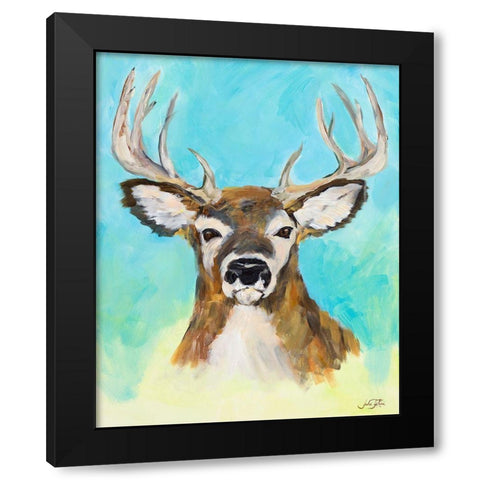 White Tail Deer Black Modern Wood Framed Art Print with Double Matting by DeRice, Julie