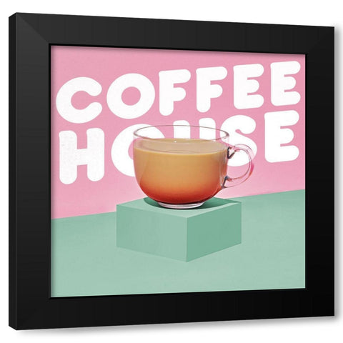 Coffee House Black Modern Wood Framed Art Print with Double Matting by SD Graphics Studio