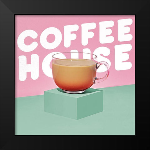 Coffee House Black Modern Wood Framed Art Print by SD Graphics Studio