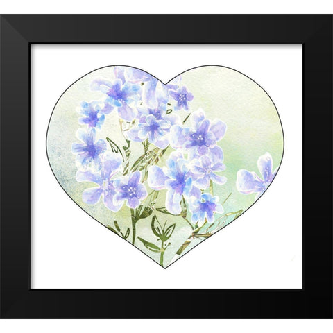 Sweet Spring Floral Heart Black Modern Wood Framed Art Print by Diannart