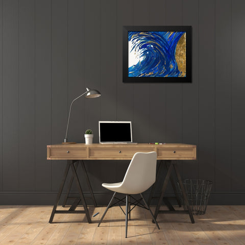 24k Splash Black Modern Wood Framed Art Print by Grace, Ajoya