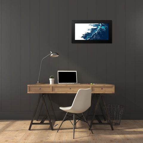 Blue Blaze Black Modern Wood Framed Art Print by Grace, Ajoya