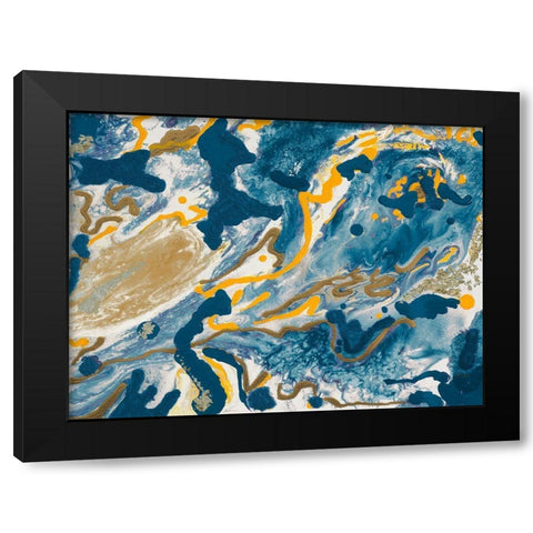 Rubrum Blue Black Modern Wood Framed Art Print with Double Matting by Grace, Ajoya