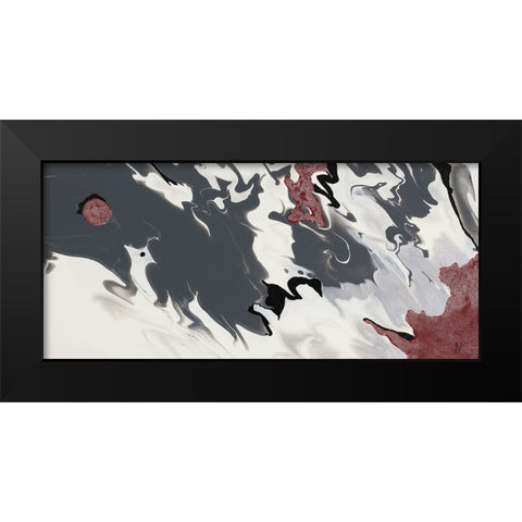 Red Drift Waves Black Modern Wood Framed Art Print by Grace, Ajoya