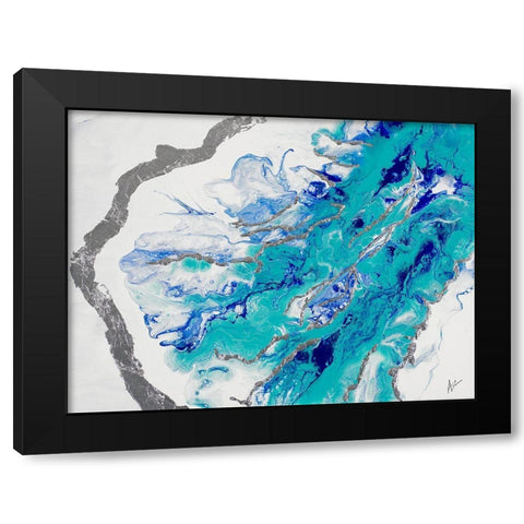 My Island Of Blue Black Modern Wood Framed Art Print by Grace, Ajoya