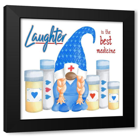 Gnome Health IV Black Modern Wood Framed Art Print with Double Matting by Metz, Andi