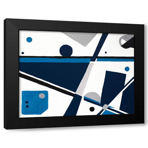Geom Blue Black Modern Wood Framed Art Print by Grace, Ajoya