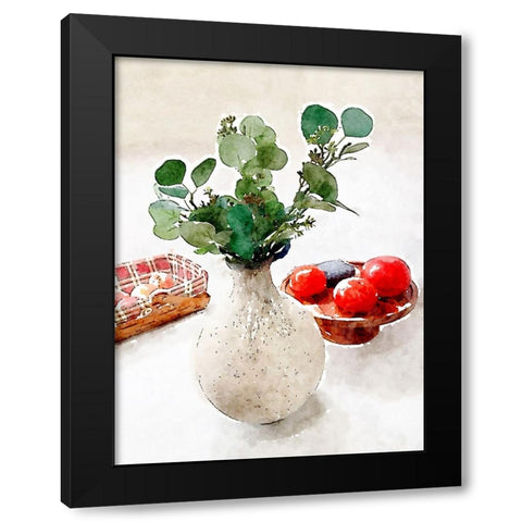 Kitchen Eucalyptus Black Modern Wood Framed Art Print with Double Matting by Myers, Amelia