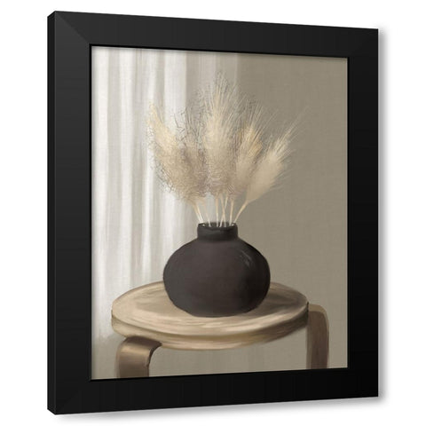 Pampas Grass In Black Vase Black Modern Wood Framed Art Print by Medley, Elizabeth