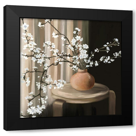 Still Life Blossoms Black Modern Wood Framed Art Print with Double Matting by Medley, Elizabeth