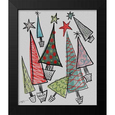 Christmas Trees Black Modern Wood Framed Art Print by Medley, Elizabeth