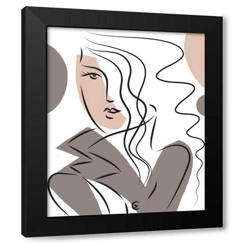 Woman With Long Hair Black Modern Wood Framed Art Print by Mosher, Deidre