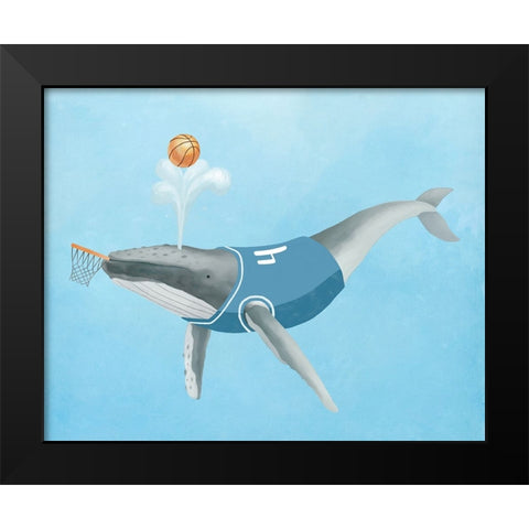 Basketball Whale Black Modern Wood Framed Art Print by Sheppard, Lucca