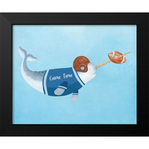 Football Whale Black Modern Wood Framed Art Print by Sheppard, Lucca